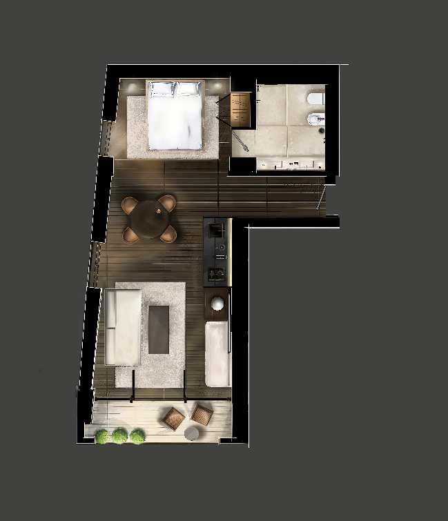 LARGE STUDIO WITH BALCONY Layout